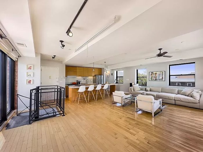 Upstairs living room and kitchen